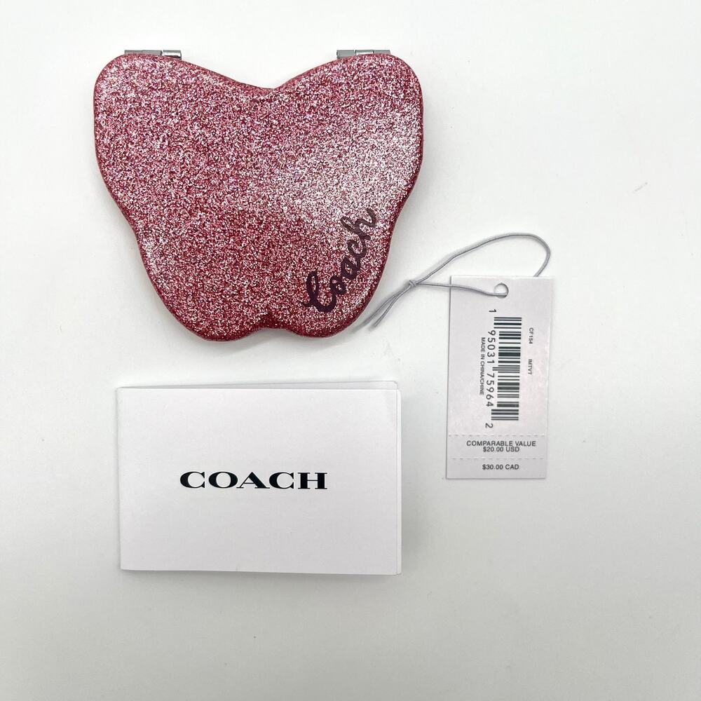 COACH Butterfly Mirror NWT, Glitter Pink, LIMITED SOLD OUT EDITION